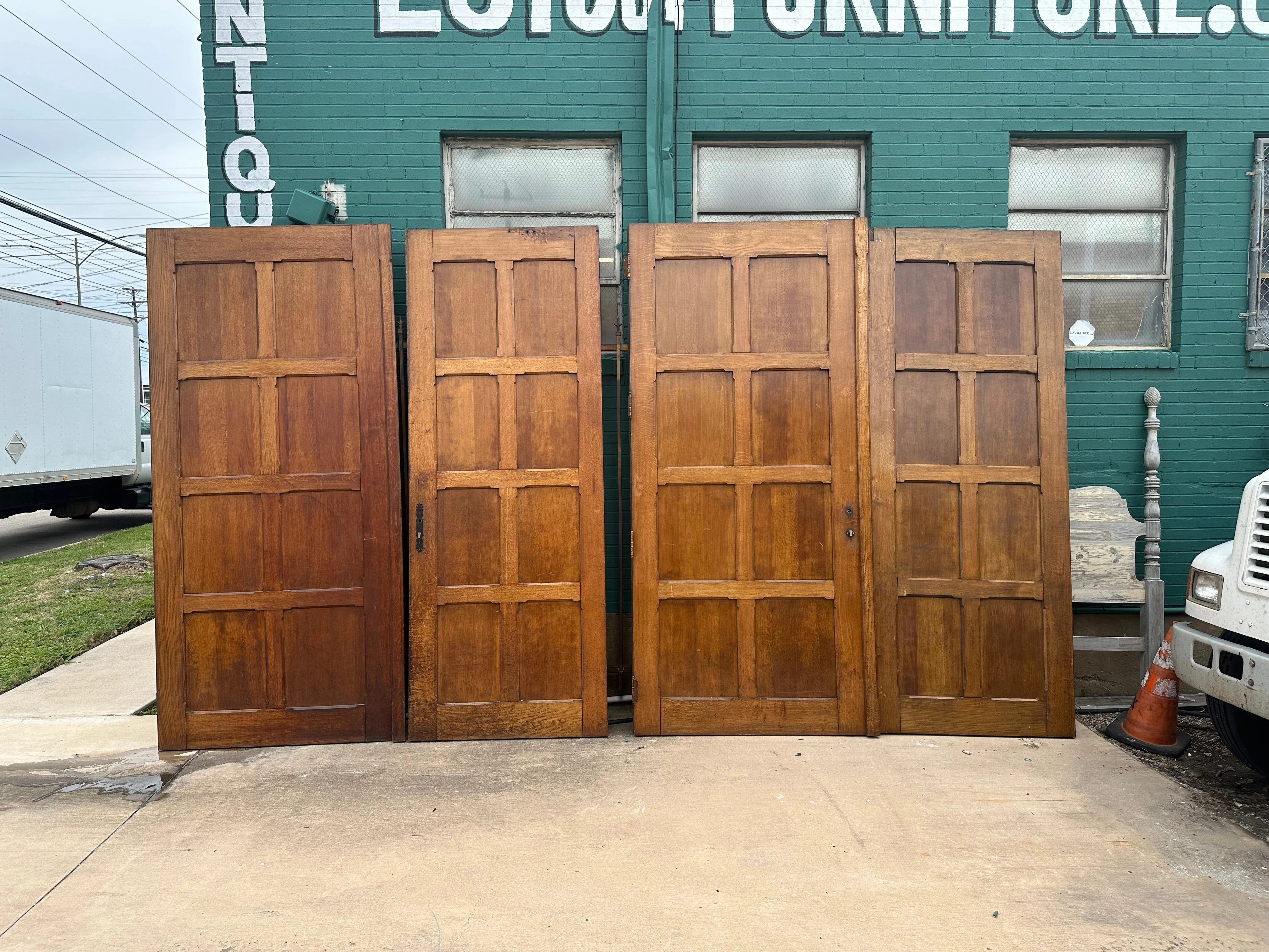 SET OF 4 LARGE PANELED OAK DOORS