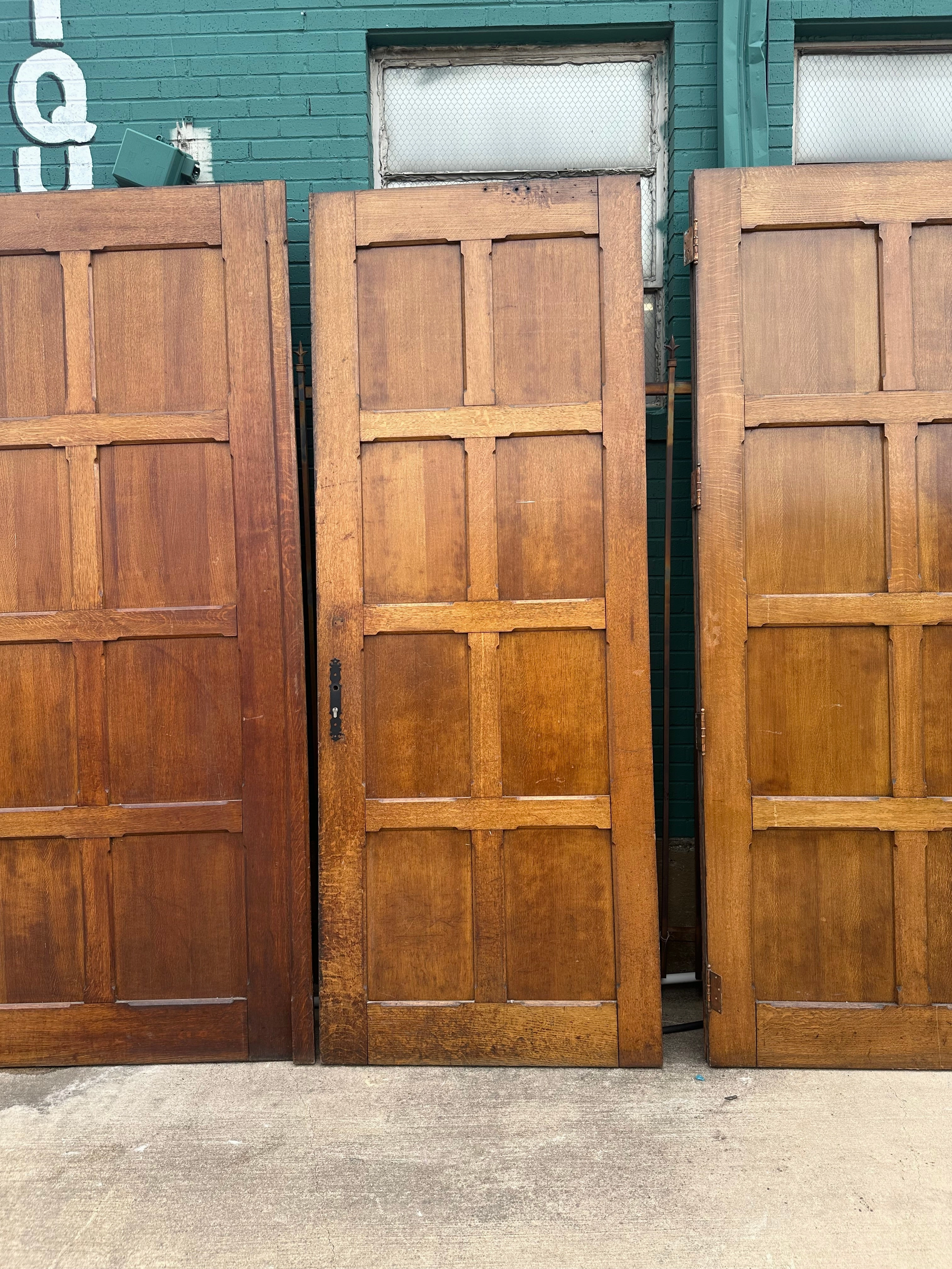 SET OF 4 LARGE PANELED OAK DOORS