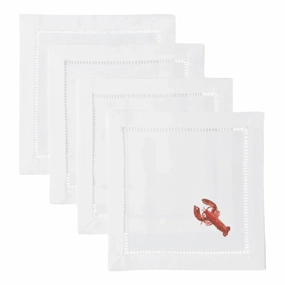 Set of 4 Lobster Embroidered Cocktail Napkins cute desktop display