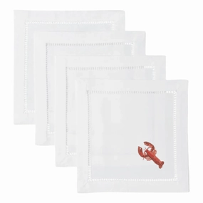 Set of 4 Lobster Embroidered Cocktail Napkins mini desktop sculpture