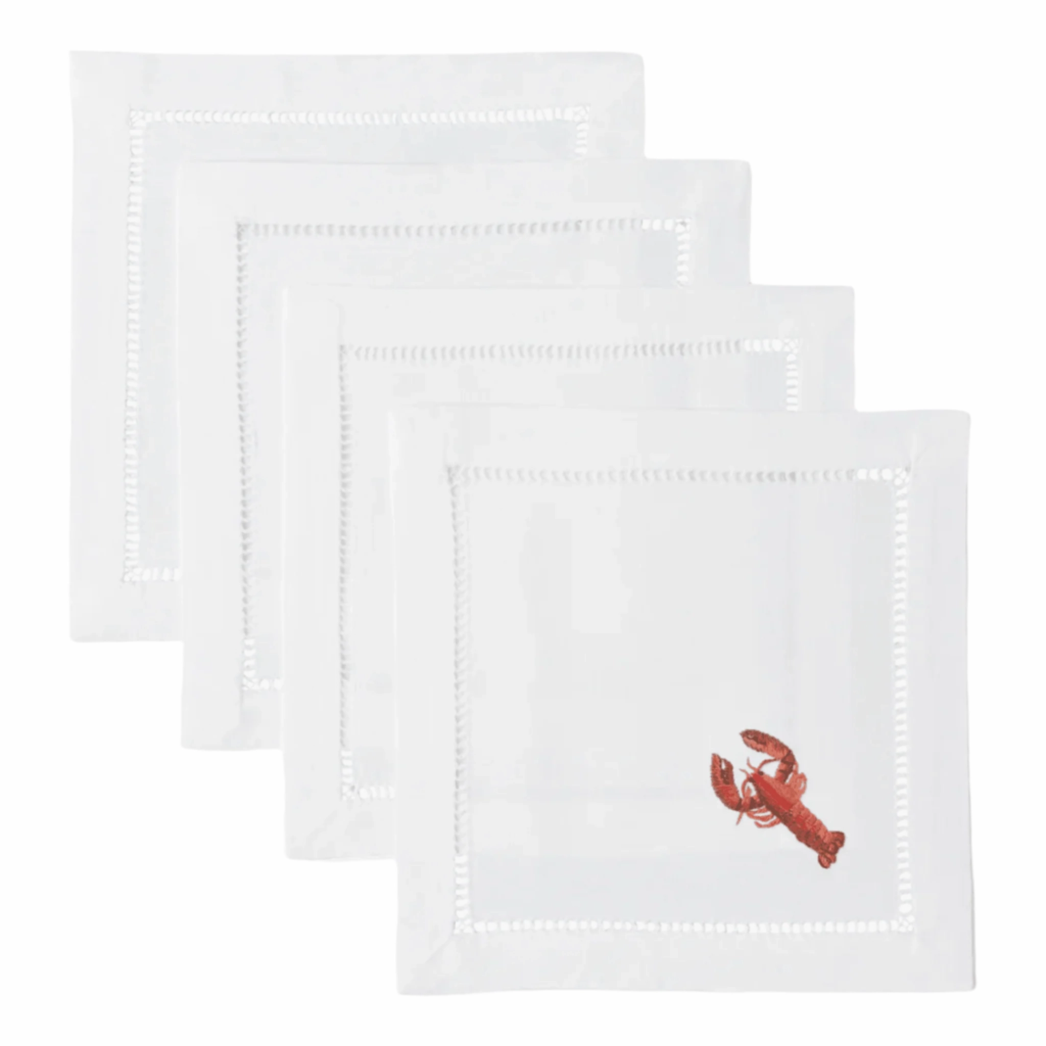Set of 4 Lobster Embroidered Cocktail Napkins cute desktop display