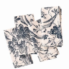 Set of 4 Navy Bienvenue Napkins cute desktop display