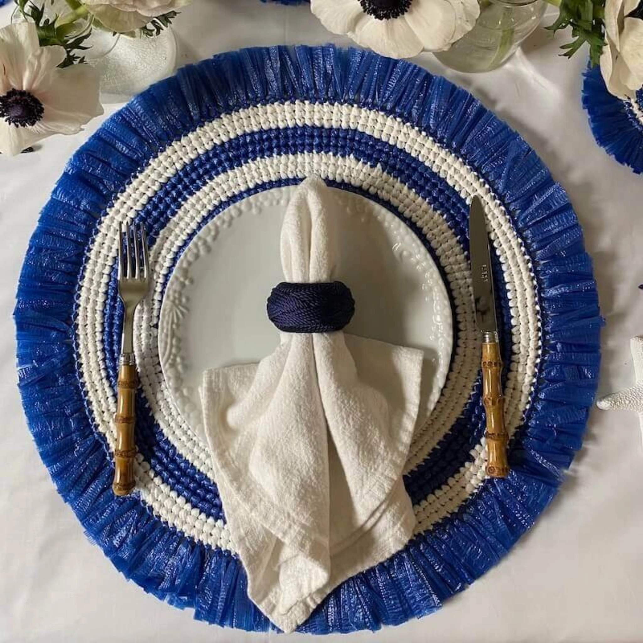 Set of 4 Navy Rope Napkin Rings