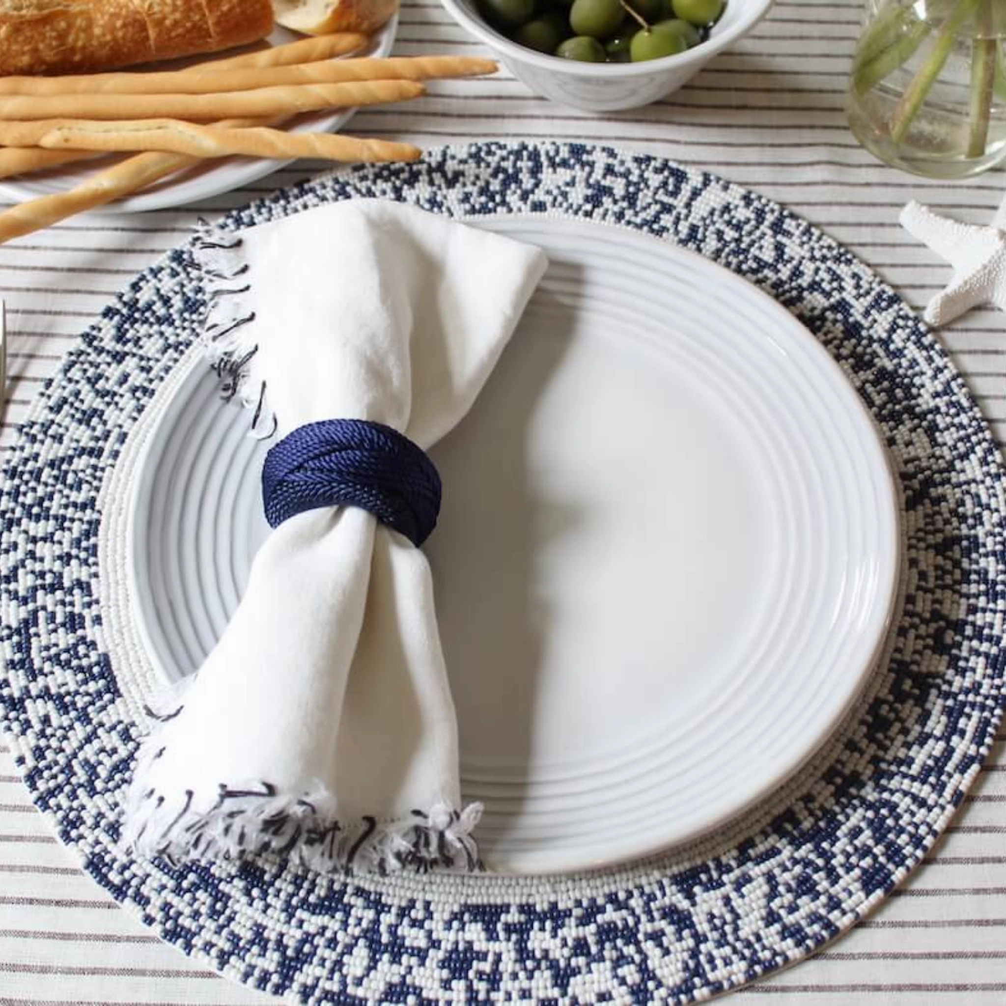 Set of 4 Navy Rope Napkin Rings