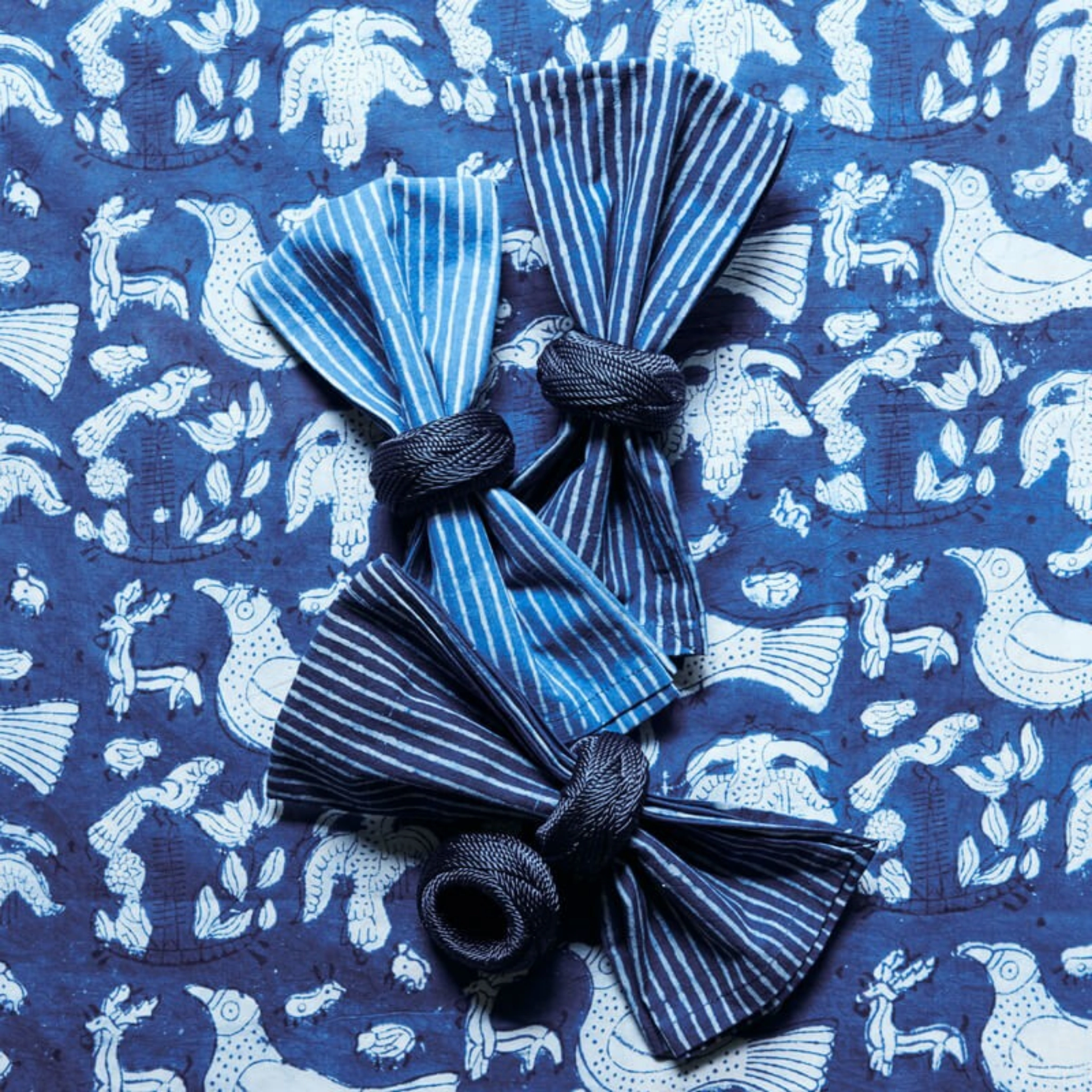 Set of 4 Navy Rope Napkin Rings