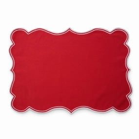 Set of 4 Noel Red & White Embroidered Placemats cute desktop display