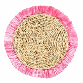 Set of 4 Pink Woven Rattan Placemats cute desktop display
