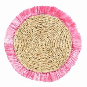 Set of 4 Pink Woven Rattan Placemats mini desktop sculpture
