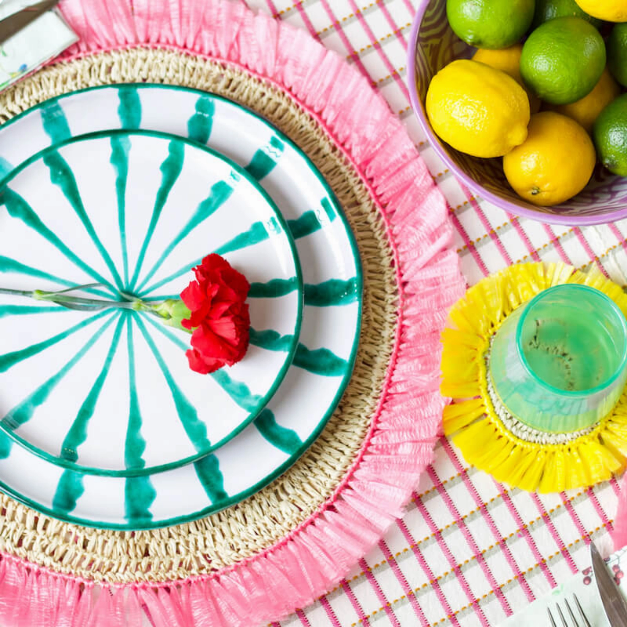 Set of 4 Pink Woven Rattan Placemats
