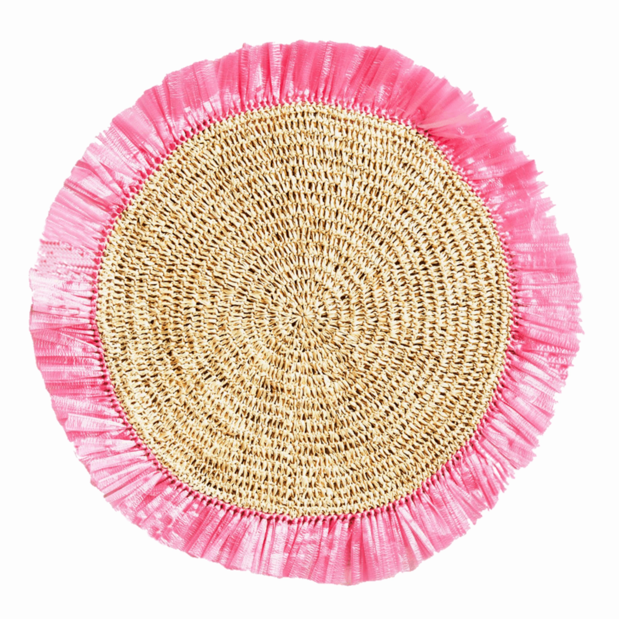 Set of 4 Pink Woven Rattan Placemats mini desktop sculpture