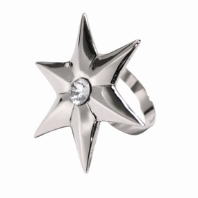 Set of 4 Silver Star Napkin Rings mini desktop sculpture