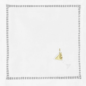 Set of 4 White Cotton Martini Cocktail Napkins mini desktop sculpture