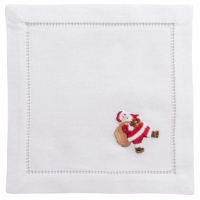 Set of 4 White Cotton Santa Christmas Cocktail Napkins cute desktop display