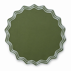 Set of 4 Wreath Green & White Embroidered Placemats cute desktop display
