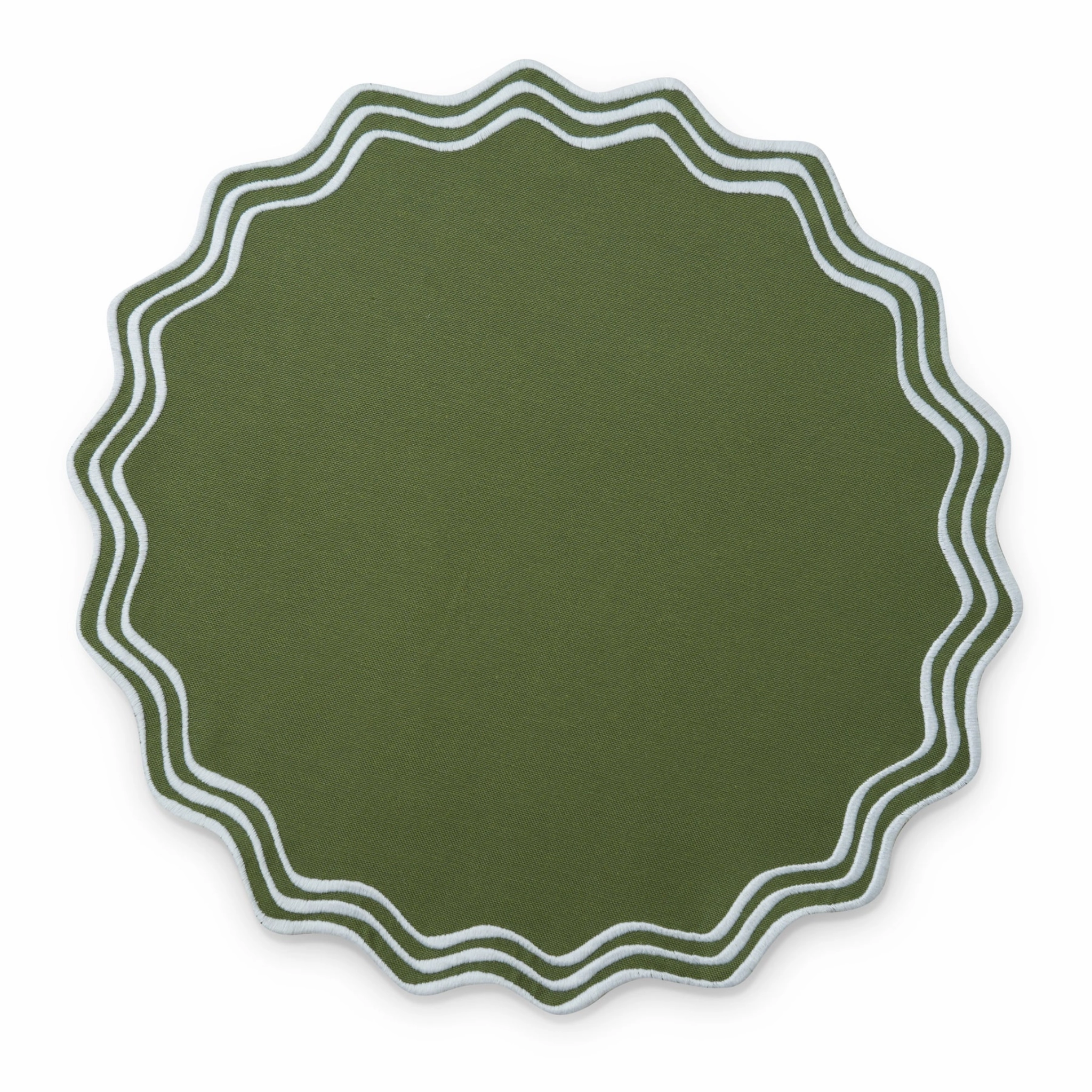 Set of 4 Wreath Green & White Embroidered Placemats cute desktop display