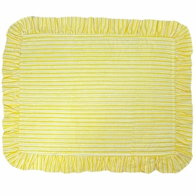 Set of 4 Yellow Striped Quilted Placemats with Ruffle cute desktop display