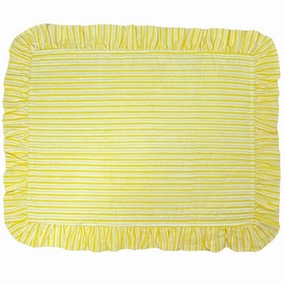 Set of 4 Yellow Striped Quilted Placemats with Ruffle mini desktop sculpture