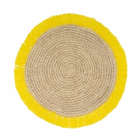 Set of 4 Yellow Woven Rattan Placemats cute desktop display