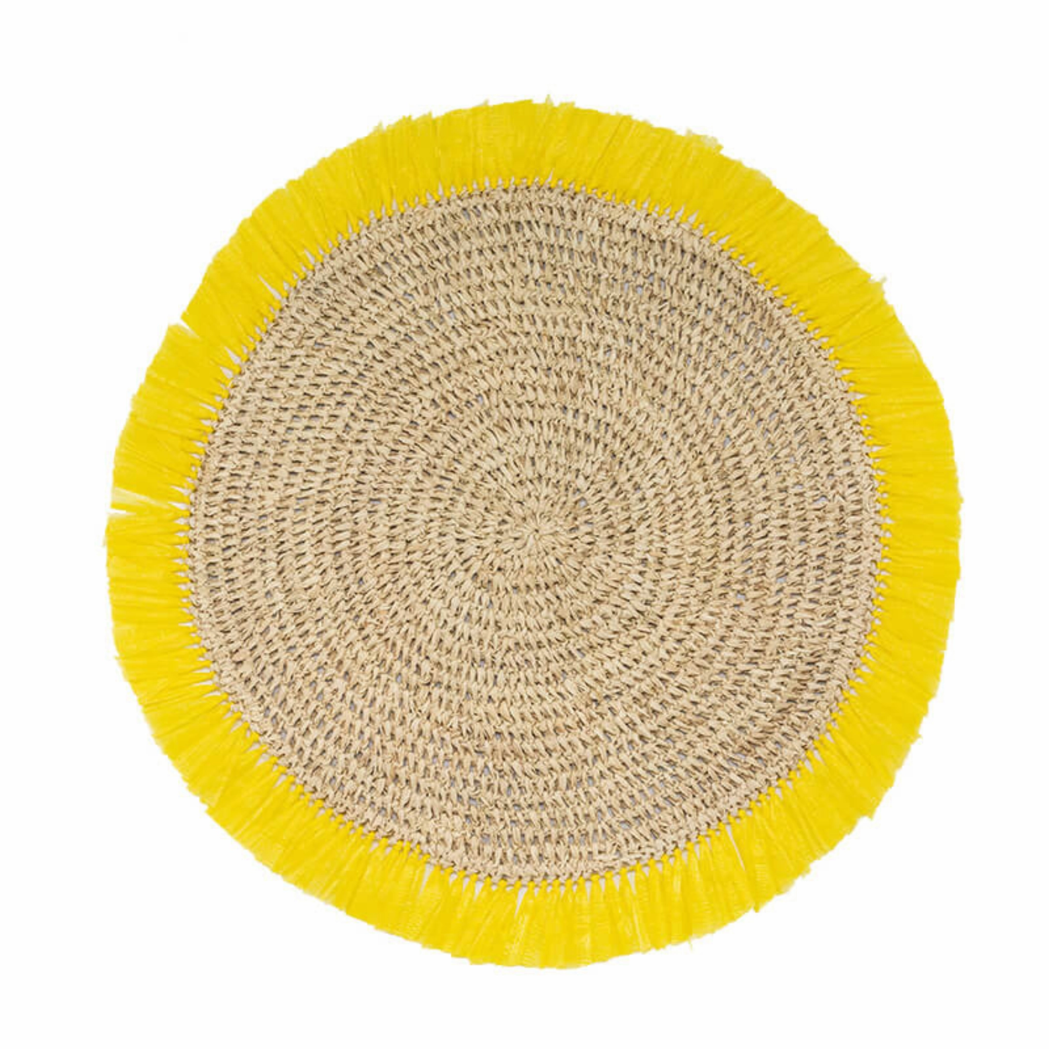 Set of 4 Yellow Woven Rattan Placemats mini desktop sculpture