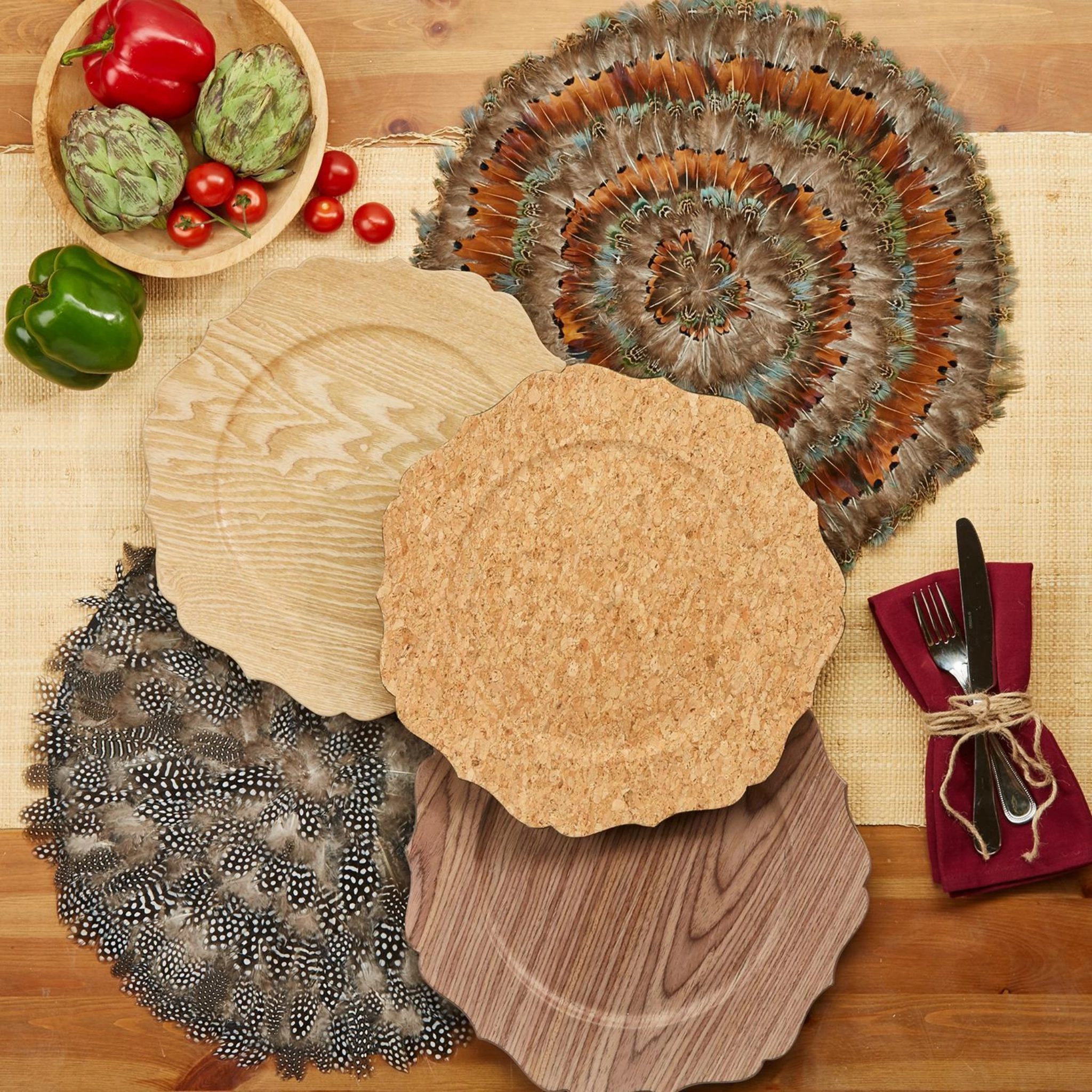 Set of 6 Guinea Fowl Feather Placemats