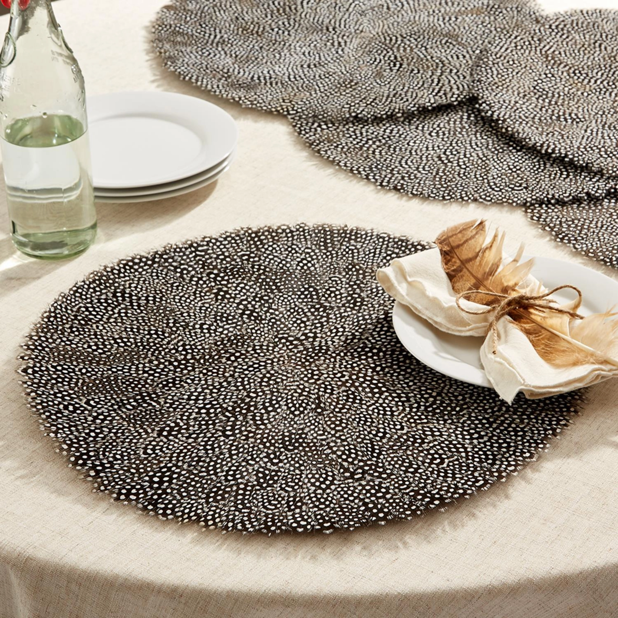 Set of 6 Guinea Fowl Feather Placemats