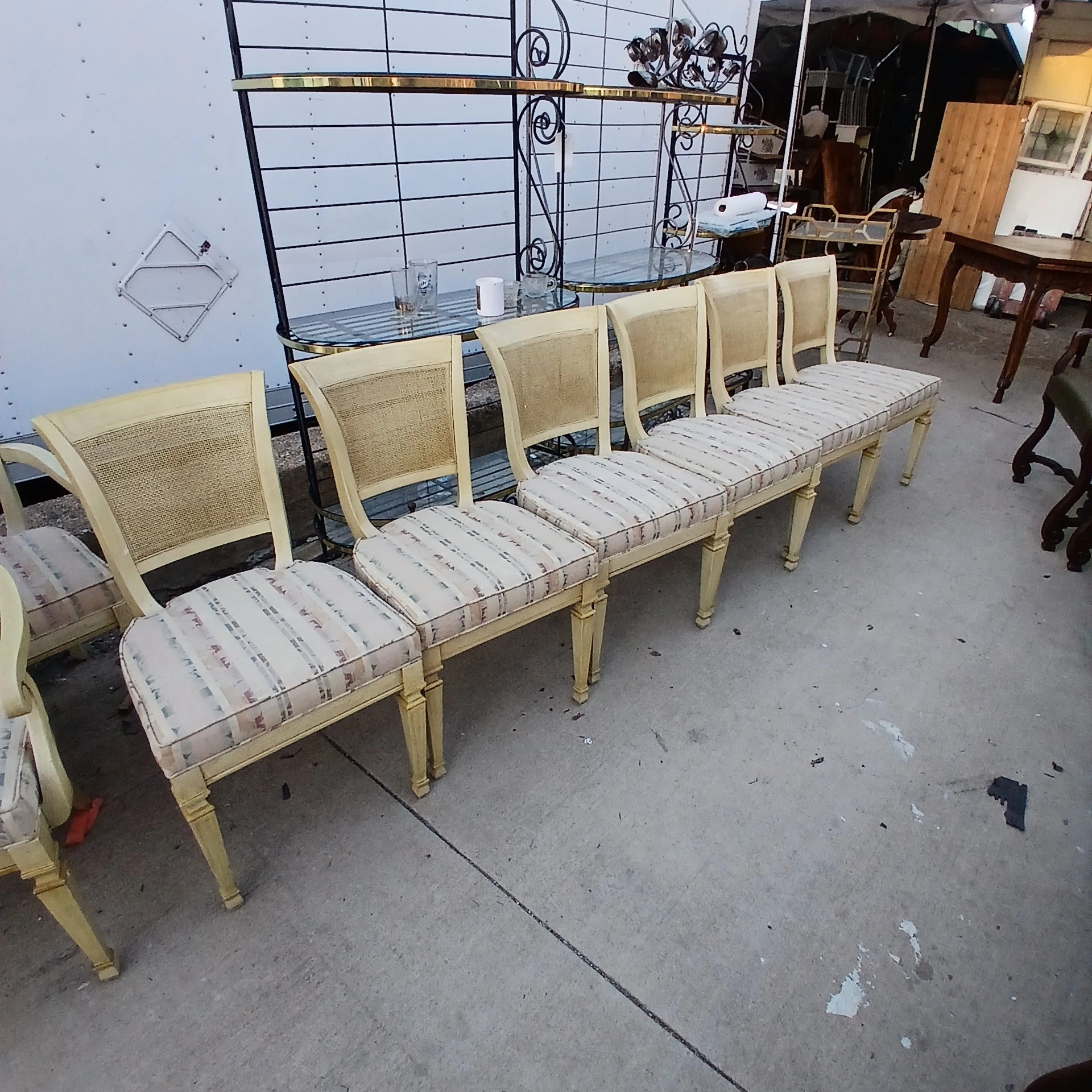 SET OF 6 LOUIS XVI CANE BACK PAINTED CHAIRS