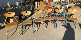 SET OF 6 MODERN METAL AND BEECH CHAIRS artistic wall mural