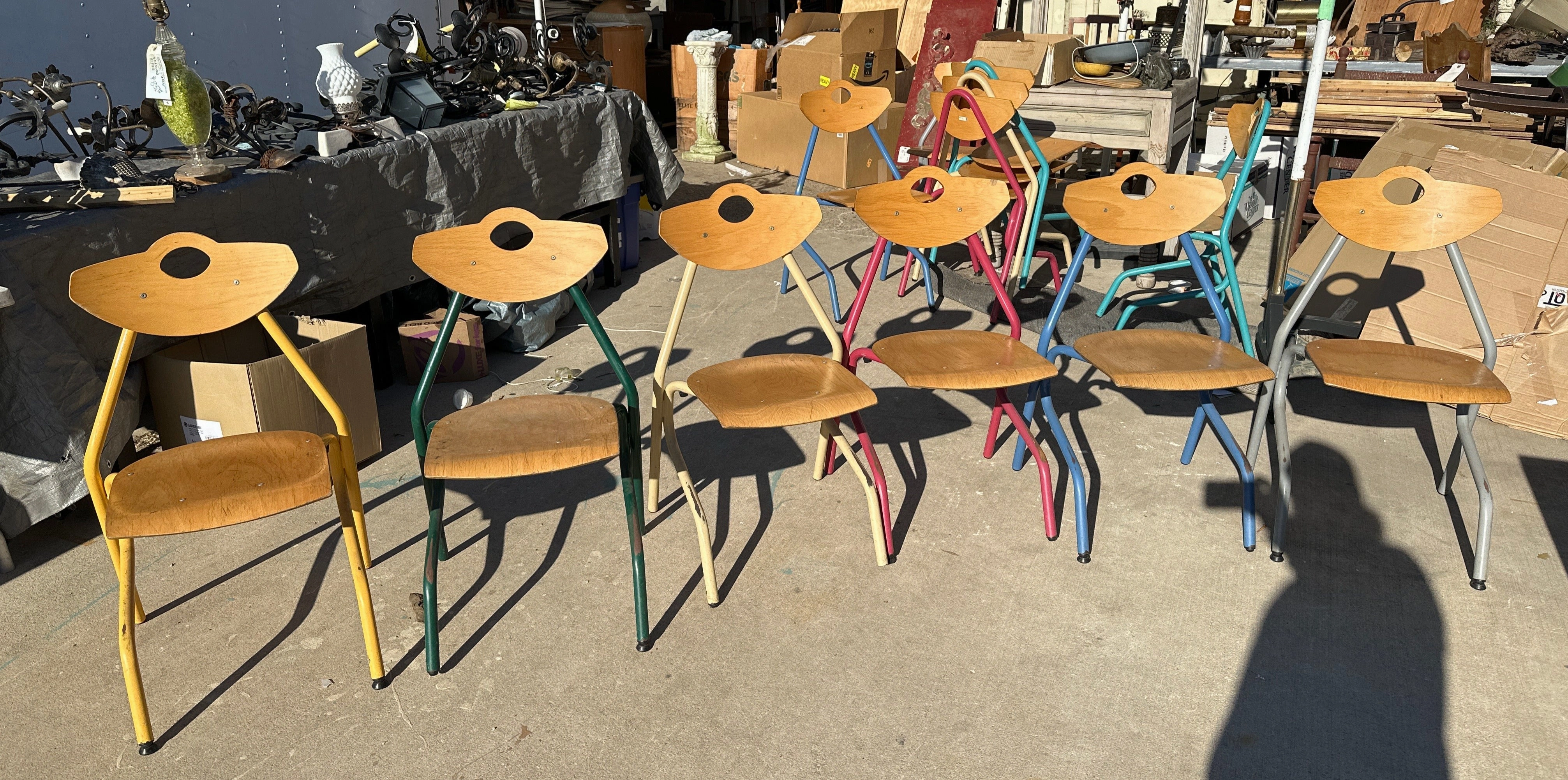 SET OF 6 MODERN METAL AND BEECH CHAIRS artistic wall mural