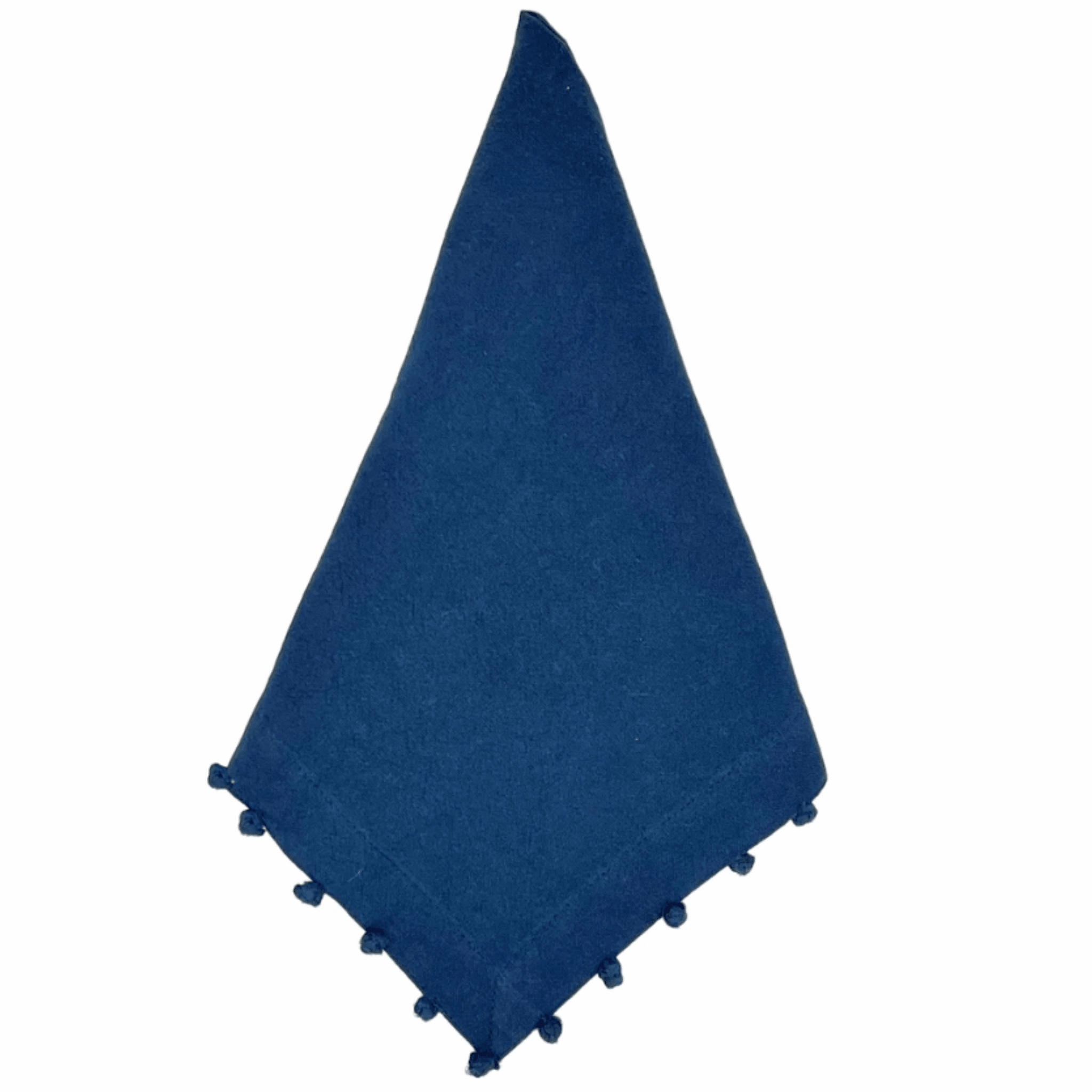 Set of 8 Navy Blue Dinner Napkins With Pom-Pom Border mini desktop sculpture