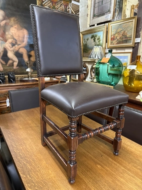 SET OF 8 SQUARE BACK LEATHER CHAIRS artistic wall mural