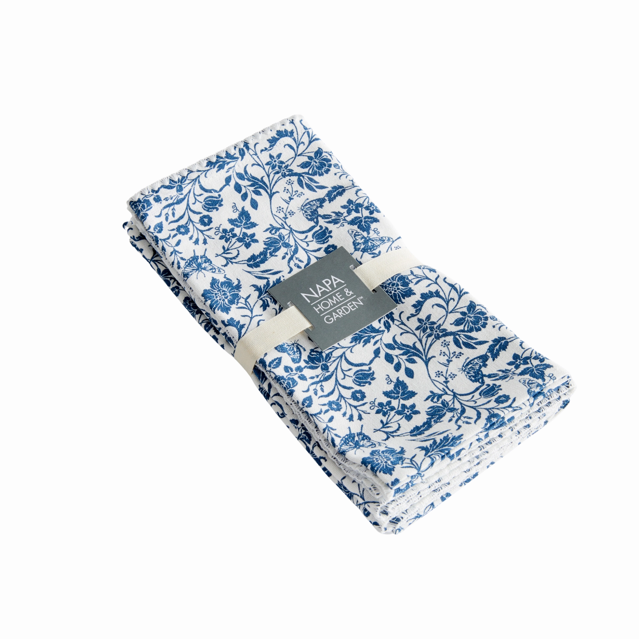 Set of Four Blue & White Bella Floral Napkins
