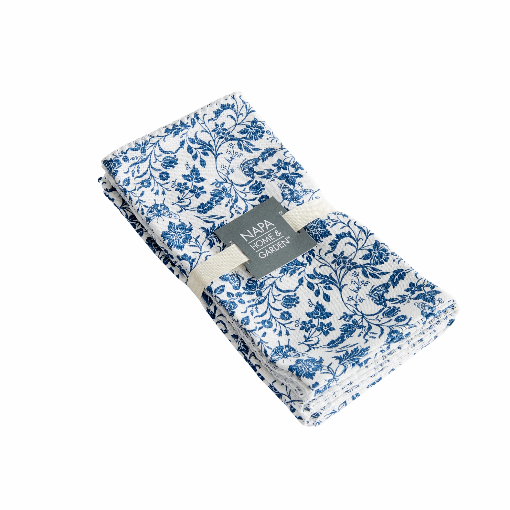 Set of Four Blue & White Bella Floral Napkins