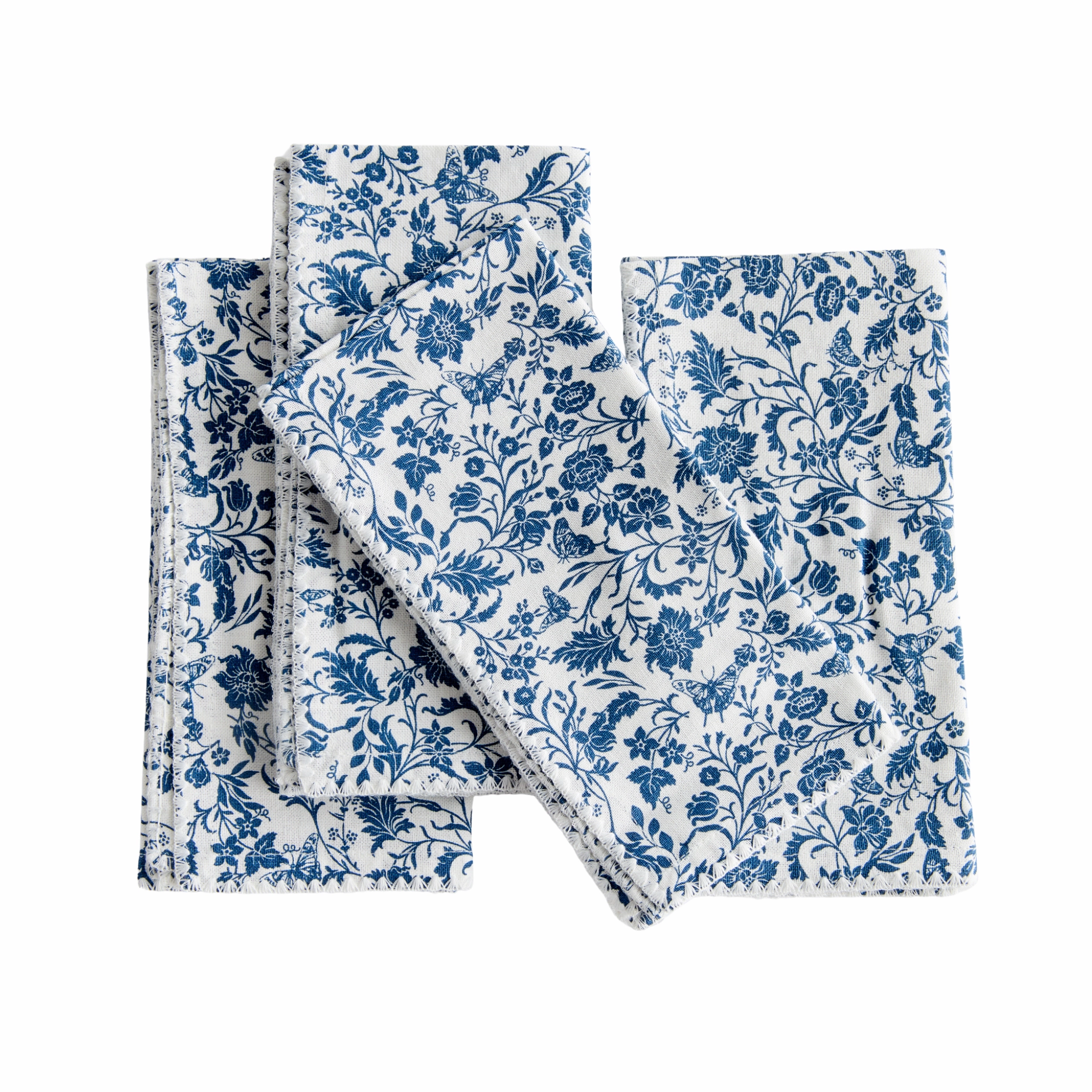 Set of Four Blue & White Bella Floral Napkins