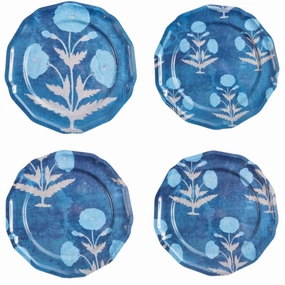 Set of Four Blue Poppy Side Plates mini desktop sculpture