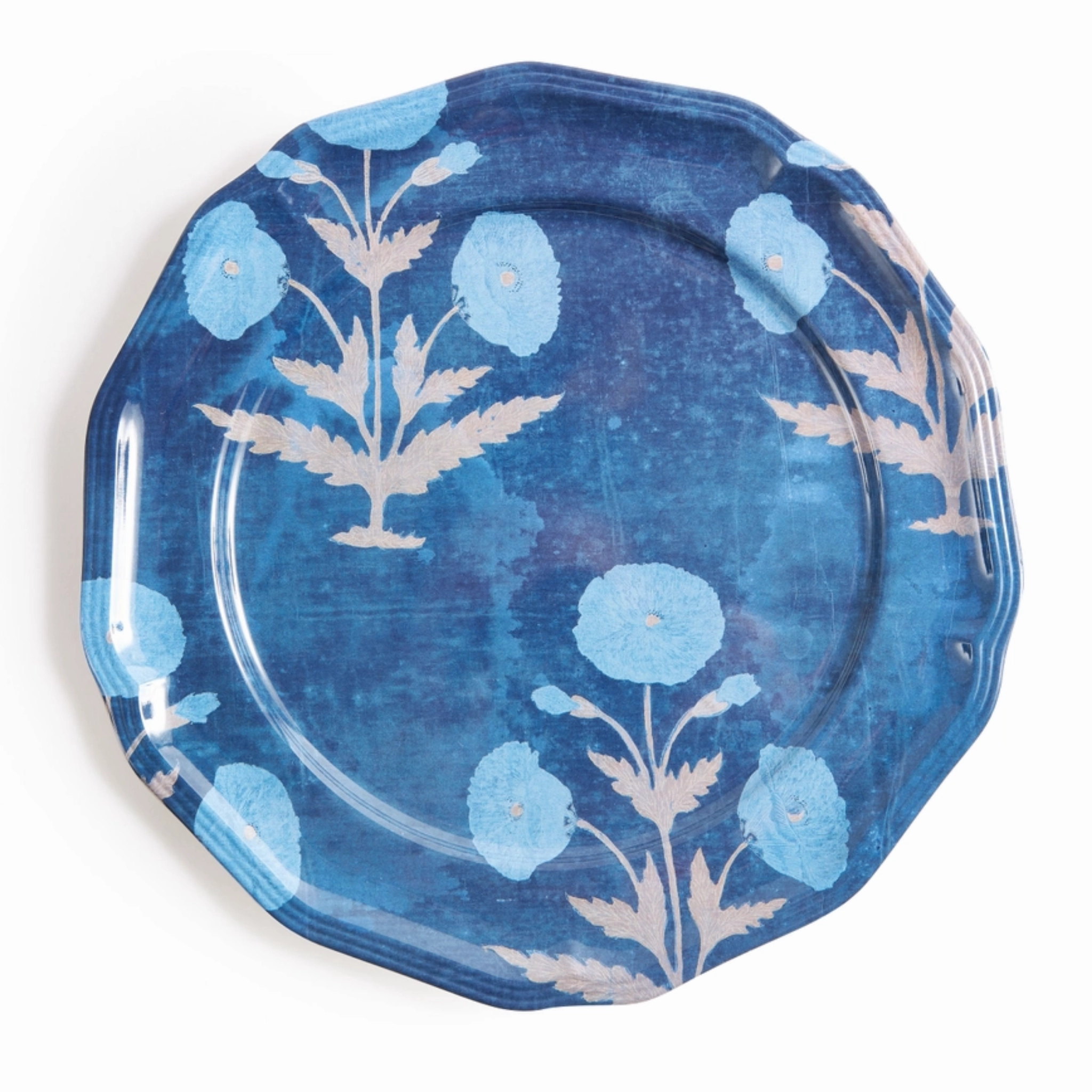 Set of Four Blue Poppy Side Plates
