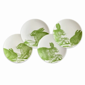 Set of Four Bunnies Verde Small Plates mini desktop sculpture