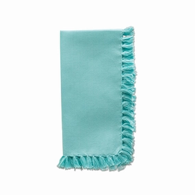 Set of Four Essential Aqua Fringed Napkins mini desktop sculpture