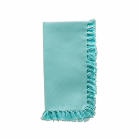 Set of Four Essential Aqua Fringed Napkins cute desktop display