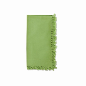 Set of Four Essential Green Fringed Napkins cute desktop display