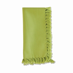 Set of Four Essential Light Green Fringed Napkins cute desktop display