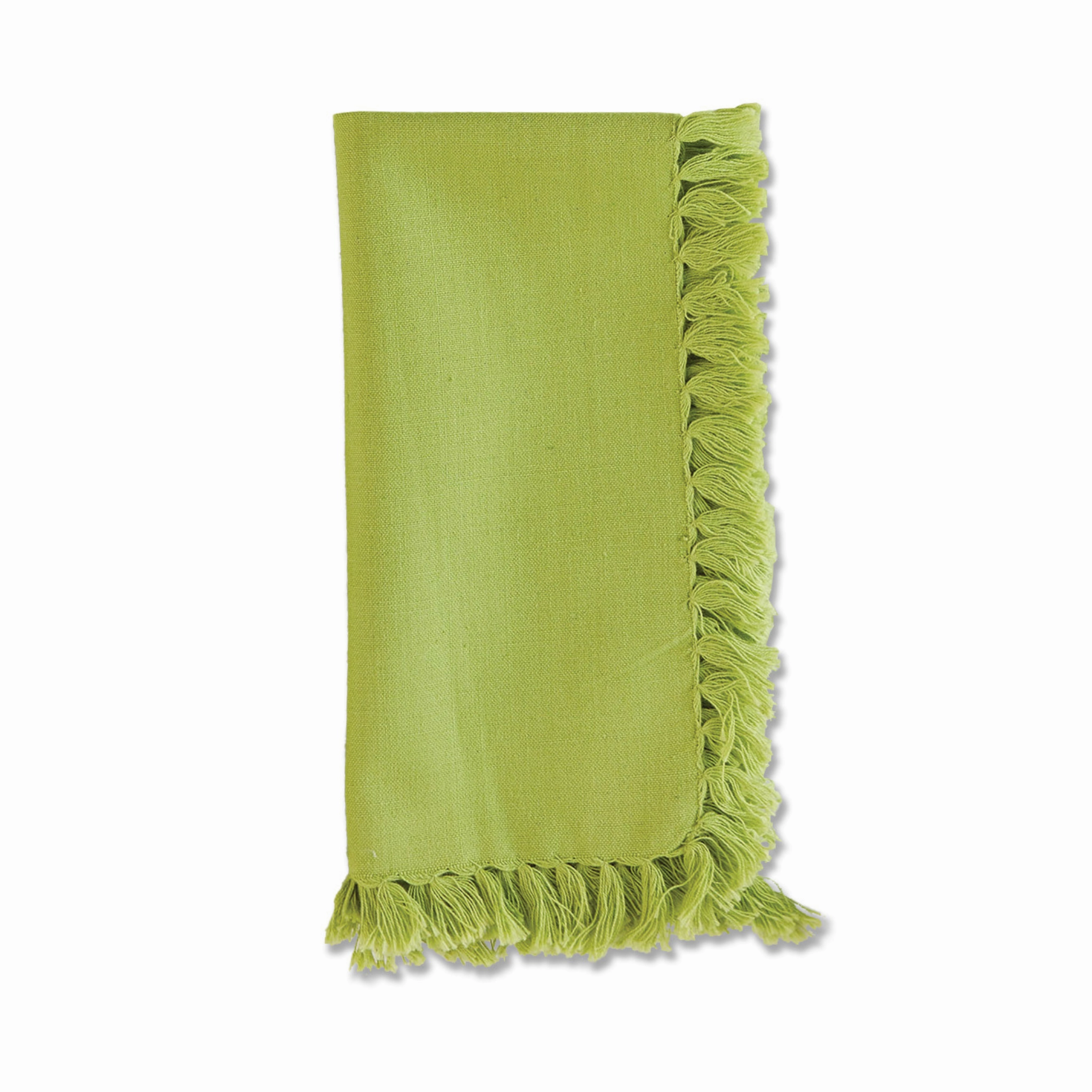 Set of Four Essential Light Green Fringed Napkins mini desktop sculpture