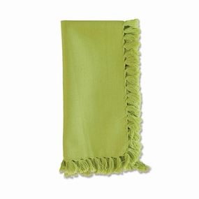 Set of Four Essential Light Green Fringed Napkins mini desktop sculpture