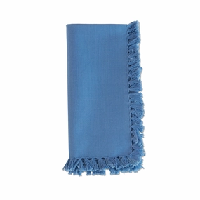 Set of Four Essential Periwinkle Fringed Napkins mini desktop sculpture