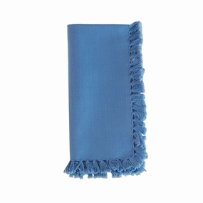 Set of Four Essential Periwinkle Fringed Napkins cute desktop display