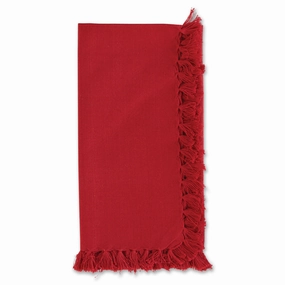 Set of Four Essential Red Fringed Napkins mini desktop sculpture