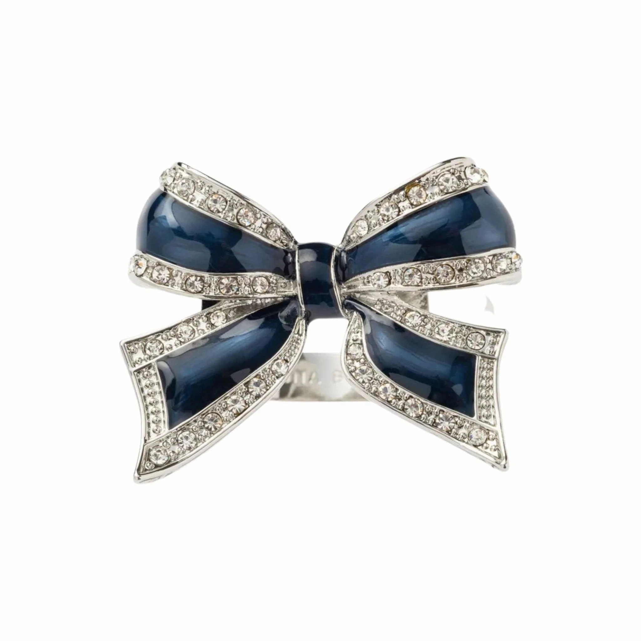 Set of Four Navy Enamel Bow Skinny Napkin Rings cute desktop display