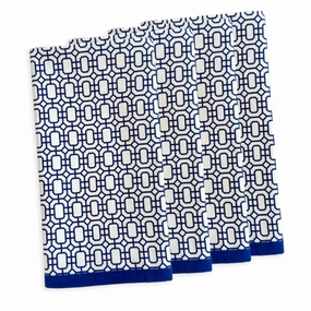 Set of Four Newport Garden Gate Dinner Napkins in Blue cute desktop display
