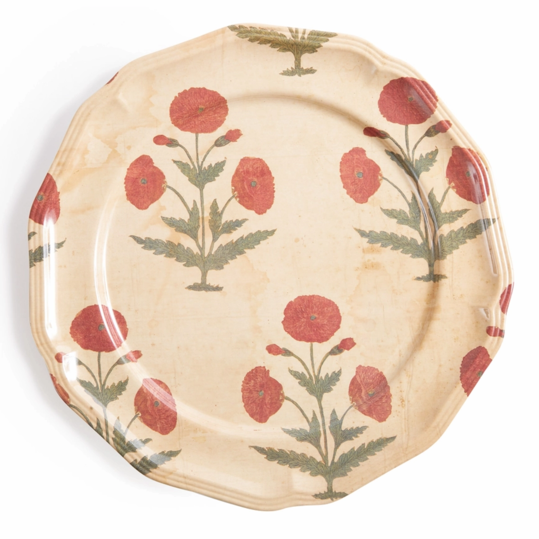 Set of Four Red Poppy Side Plates