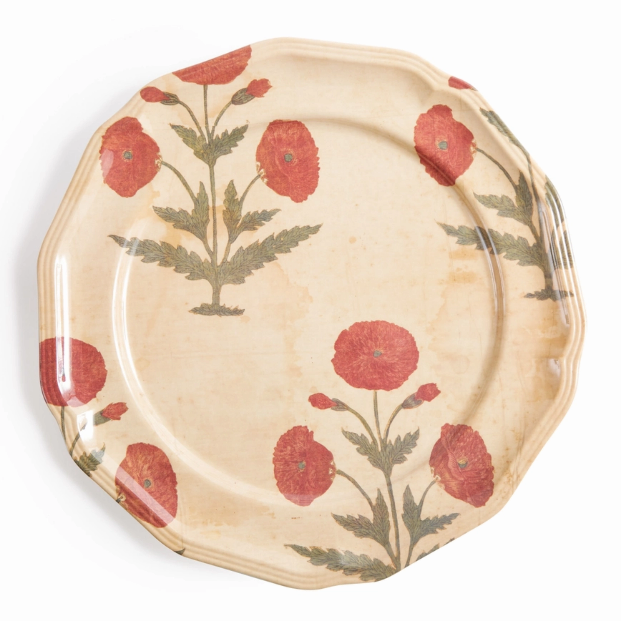 Set of Four Red Poppy Side Plates