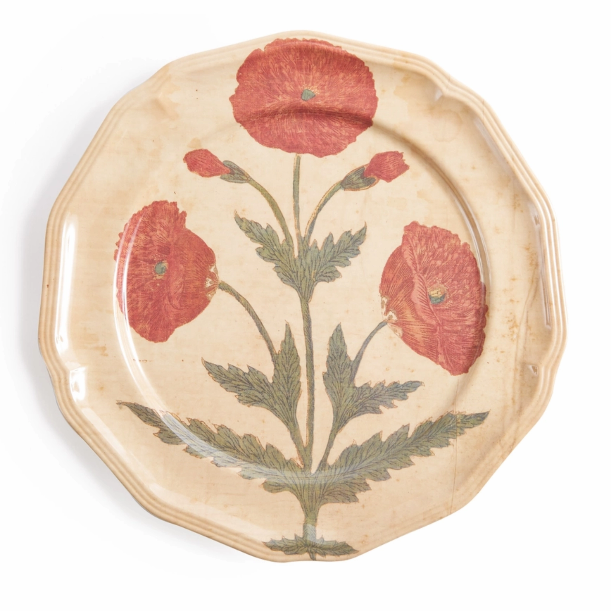 Set of Four Red Poppy Side Plates
